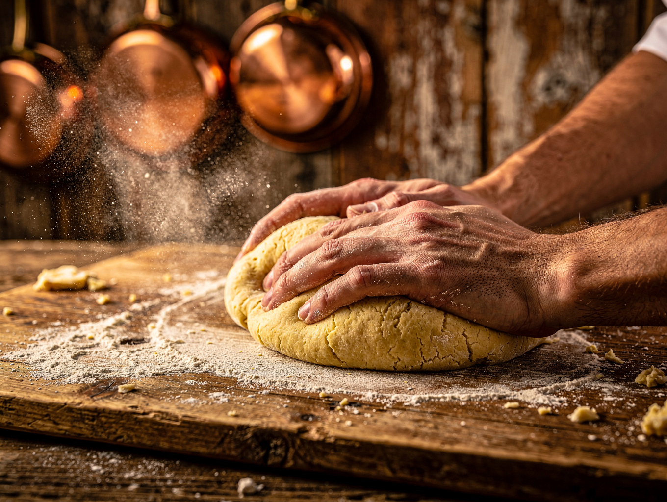 Hand-rolled pasta preparation in our open kitchen